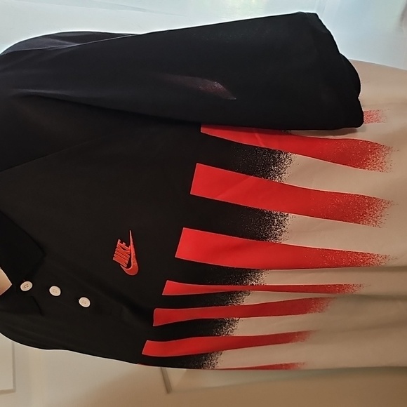 Nike Men's NSW Agassi Tennis 1990 Re-Issue Polo Ember Glow Black, Red, White XL - Picture 4 of 10